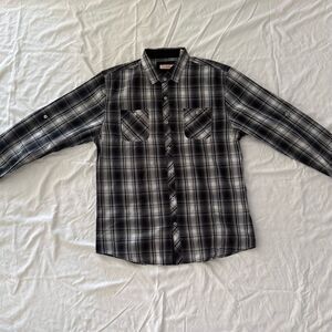 Michael Brandon Long Sleeve Black and Gray Plaid Shirt XL New